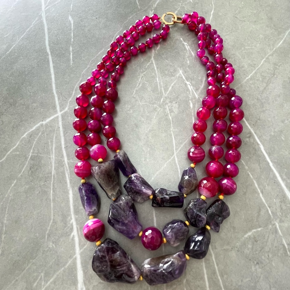 Real stones Pink/Red necklace